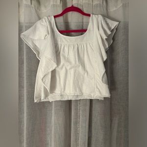 American Eagle off white ruffle top
